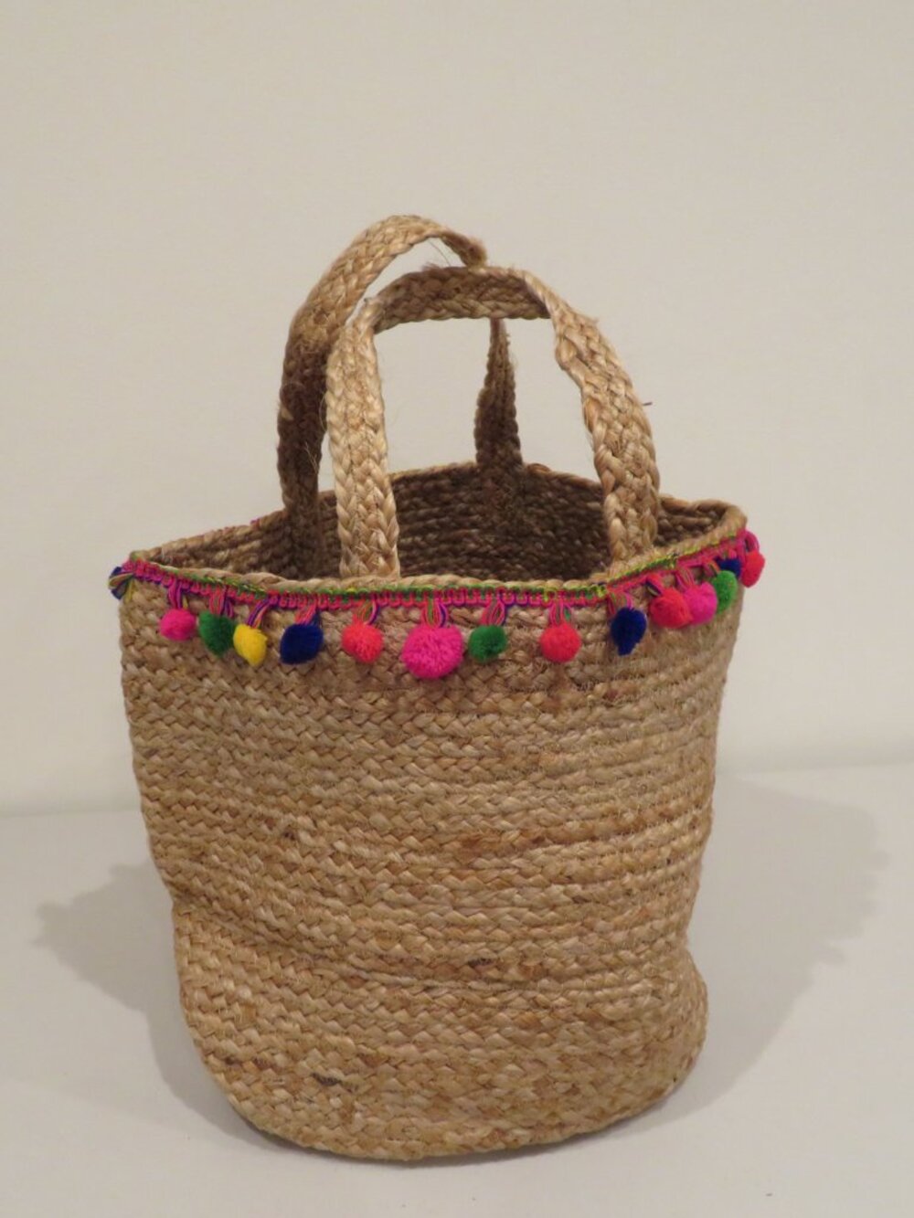 Shiraleah Chicago Jute Pom Pom Trim Extra Large Tote